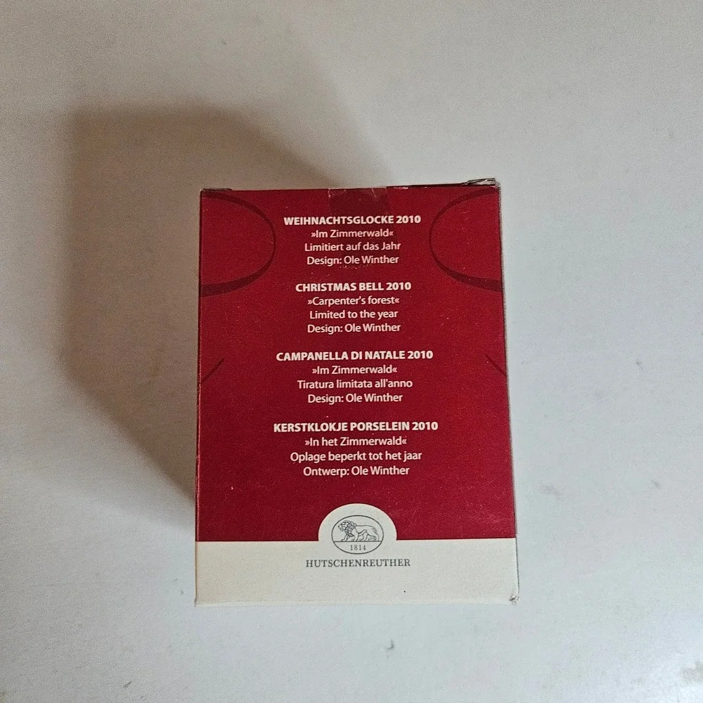 Hutschenreuther 2010 Christmas Bell Ole Winther Carpenter's Forest Ornament Box